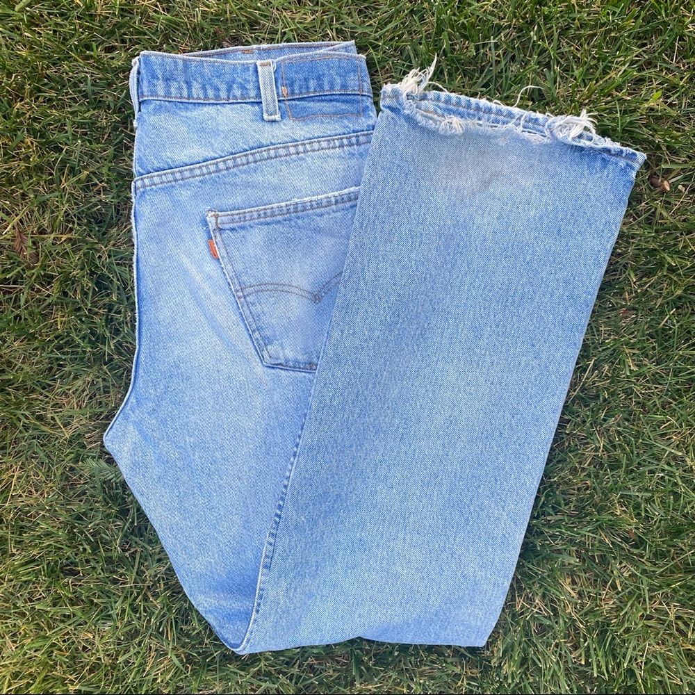 Vintage 70s Flared Orange Tab Levi’s Perfectly distressed and faded MADE IN USA
